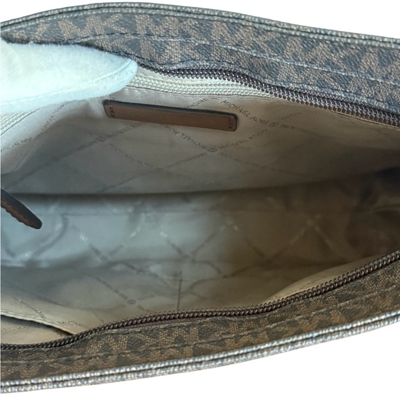 Michael Kors Brown MK Logo Crossbody Bag with Tan Leather Strap - Picture 11 of 14
